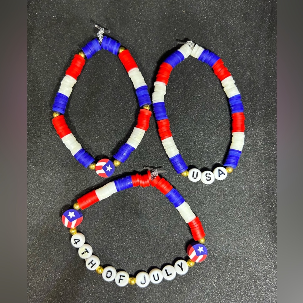 Red, White & Blue (Holiday) Heishi Bracelet - Picture 7 of 7